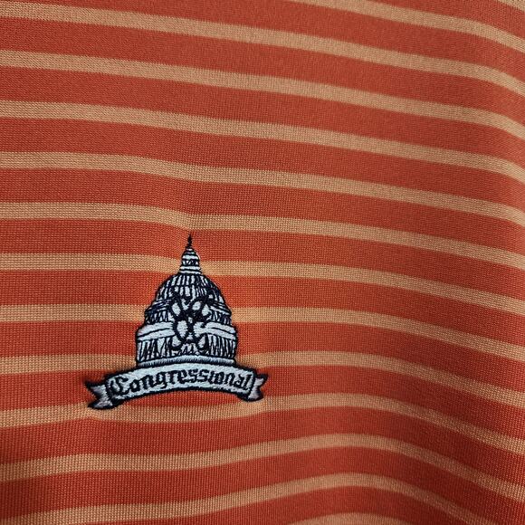 Under Armour short sleeve orange striped congressional polo shirt men's size L - Picture 5 of 12